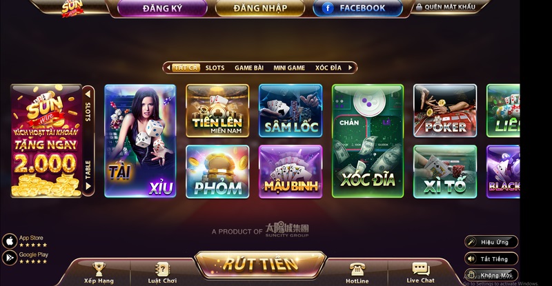 Gửi tiền/rút tiền tại cổng game SunWin